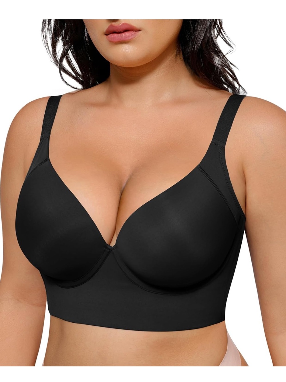 NWT SHAPELLX Back smoothing Everyday Longline Underwire Bra in Black size 42C